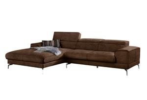 W.Schillig Ecksofa piedroo, inklusive Kopfteilverstellung, wahlweise mit Sitztiefenverstellung, Breite 303 cm, Füße in Chrom glänzend