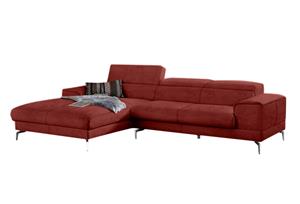 W.Schillig Ecksofa piedroo, inklusive Kopfteilverstellung, wahlweise mit Sitztiefenverstellung, Breite 303 cm, Füße in Chrom glänzend
