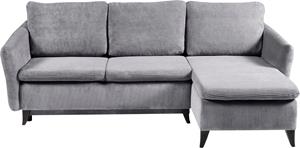 Werk2 Ecksofa Loppo, Cord-Schlafcouch mit losen Rückenkissen, Sofa mit Schlaffunktion & Bettkasten