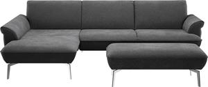 Himolla Ecksofa  9900, (mit Hocker), Recamiere rechts o. links, Füße Aluminium, mit Hocker