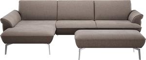 Himolla Ecksofa  9900, (mit Hocker), Recamiere rechts o. links, Füße Aluminium, mit Hocker