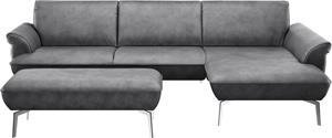 Himolla Ecksofa  9900, (mit Hocker), Recamiere rechts o. links, Füße Aluminium, mit Hocker