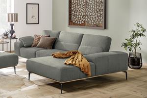 W.Schillig Ecksofa run, mit elegantem Holzsockel, Füße in Schwarz pulverbeschichtet, Breite 319 cm