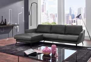 W.Schillig Ecksofa softy, mit dekorativer Heftung im Sitz, Füße schwarz pulverbeschichtet