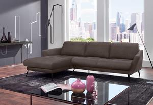 W.Schillig Ecksofa softy, mit dekorativer Heftung im Sitz, Füße schwarz pulverbeschichtet