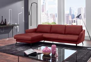 W.Schillig Ecksofa softy, mit dekorativer Heftung im Sitz, Füße schwarz pulverbeschichtet