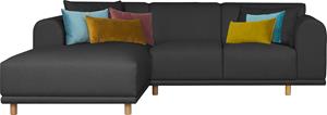 Andas Ecksofa Maroon, in skandinavischem Design, mit losen Kissen