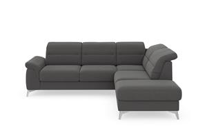 Sit&More Ecksofa Sinatra, mit Ottomane, optional mit Kopfteilverstellung und Armteilfunktion oder Kopfteilverstellung, Armteilfunktion, Bettfunktion und Stauraum, chromfarbene Metallfü&