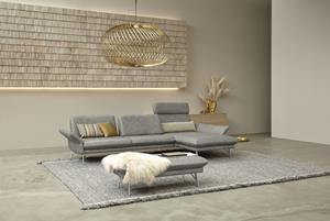 Himolla Ecksofa 1928, (Sofa mit oder ohne Hocker auswählen), ohne Hocker, Füße Edelstahloptik
