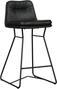 ShopX Leren barstoel candy laag 107 zwart, zwart leer, zwarte barkruk