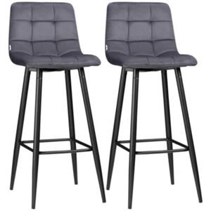 HOMCOM Barhocker-Set mit Fußstütze grau
