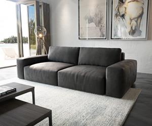DELIFE Big-Sofa Lanzo XL 270x125 cm Lederimitat Vintage Anthrazit