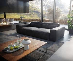 DELIFE Big-Sofa Sirpio XL 270x130 cm Lederimitat Vintage Anthrazit
