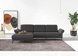 INOSIGN Hoekbank Coco L-vorm Verstelbare zitdiepte, armleuning en hoofdeind, cordbekleding, poothoogte 15 cm