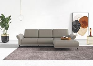INOSIGN Hoekbank Coco L-vorm Verstelbare zitdiepte, armleuning en hoofdeind, cordbekleding, poothoogte 15 cm