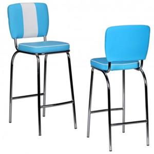 FineBuy 2er Set Barhocker American Diner 38 x 35 cm Sitzfläche blau