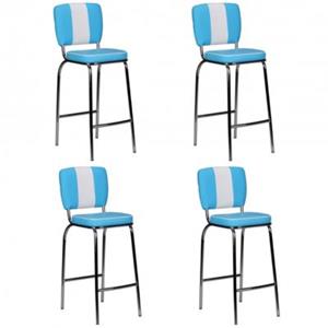 FineBuy 4er Set Barhocker American Diner 38 x 35 cm Sitzfläche schwarz