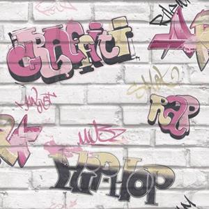 Noordwand Urban Friends & Coffee Behang graffiti roze en wit