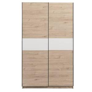 Leen Bakker Schuifdeurkast Genua - eikenkleur/wit - 204x122x60 cm