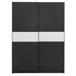 Leen Bakker Schuifdeurkast Genua - antraciet/wit - 204x150x60 cm