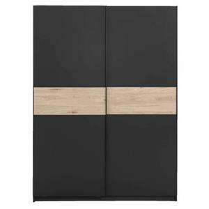 Leen Bakker Schuifdeurkast Genua - antraciet/eikenkleur - 204x150x60 cm