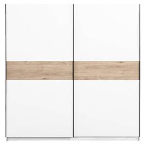 Leen Bakker Schuifdeurkast Genua - wit/eikenkleur - 204x200x60 cm
