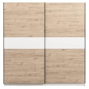 Leen Bakker Schuifdeurkast Genua - eikenkleur/wit - 204x200x60 cm