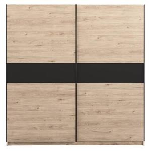 Leen Bakker Schuifdeurkast Genua - eikenkleur/antraciet - 204x200x60 cm