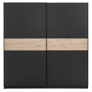 Leen Bakker Schuifdeurkast Genua - antraciet/eikenkleur - 204x200x60 cm