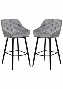 Industrielemeubelshop Barkruk Liverpool lichtgrijs velours | set van 2