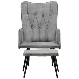 VidaXL Fauteuil Met Voetenbank Vintage Stijl Canvas Grijs