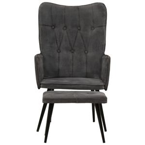 VidaXL Fauteuil Met Voetenbank Vintage Stijl Canvas Zwart