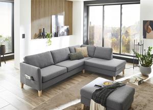 ATLANTIC home collection Hoekbank Mailo L-vorm met zakken opzij en ottomane, met massief houten poten