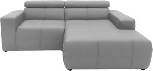 DOMO collection Hoekbank Brandon kleine versie BxDxH: 214x100x80 cm Met verstelbare hoofdsteun, ook in leer en cord, L-model