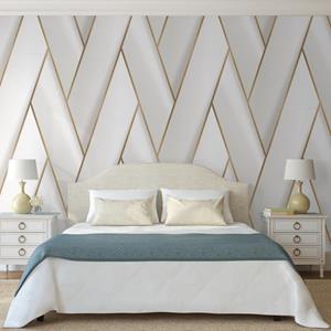 DUTCH WALLCOVERINGS Behang Geometric wit en goudkleurig