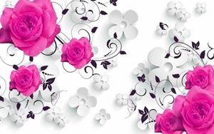 Papermoon Fototapete »Muster mit Rosen«, Vliestapete, hochwertiger Digitaldruck, inklusive Kleister