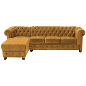Home affaire Ecksofa New Castle, hochwertige Knopfheftung in Chesterfield-Design, B/T/H: 255(171/72)