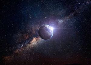 Papermoon Fototapete »PLANETEN-ERDE GALAXIE MILCH STRAßE WELTALL UNIVERSUM«, Vliestapete, hochwertiger Digitaldruck, inklusive Kleister
