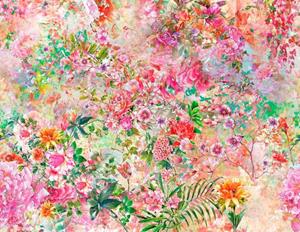 Living walls Fototapete »Flower Power«, glatt, Tapete Natur Blau Gelb Lila