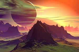 Papermoon Fototapete »PLANETEN-FUTURISTISCH WELTRAUM MOND GALAXIE UNIVERSUM«, Vliestapete, hochwertiger Digitaldruck, inklusive Kleister