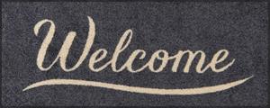 Salonloewe Fußmatte » SIMPLY WELCOME GREY Fußmatte Wohnmatte 30 x 75 cm«, , Rechteckig, Höhe 7 mm, In- und Outdoor, waschbar bei 40° Grad in der Waschmaschine