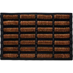 Merkloos Deurmat/droogloopmat - voor buiten/binnen - zwart - rubber/kokos - 60 x cm -