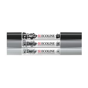 Talens Ecoline Duotip Brush pen, etui van 3 stuks, grijs en zwart