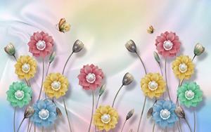 Papermoon Fototapete »Muster mit Blumen«, Vliestapete, hochwertiger Digitaldruck, inklusive Kleister