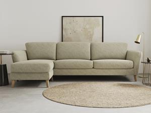 Home affaire Hoekbank MARSEILLE (279x152cm),L-model, Rec. Rechts/links Massief houten poten van eiken, in verschillend overtrekken en kleurvarianten