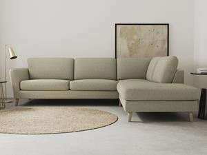 Home affaire Hoekbank Marseille scandinavische stijl, 3 stofkwaliteiten, met houten poten en ottomane