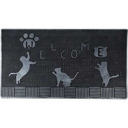 Clayre & Eef Deurmat 75x45 cm Zwart Rubber Rechthoek Katten Mat Schoonloopmat Doormat