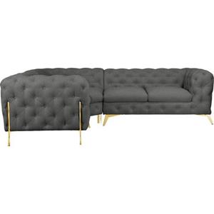 Leonique Ecksofa Amaury, Kopfheftung, gleichschenklig, Breite/Tiefe je 262 cm, Fußfarbe wählbar
