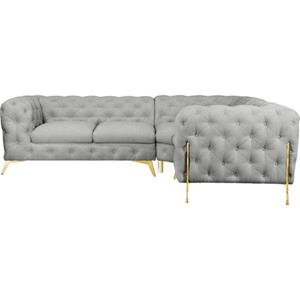 Leonique Ecksofa Amaury, Kopfheftung, gleichschenklig, Breite/Tiefe je 262 cm, Fußfarbe wählbar