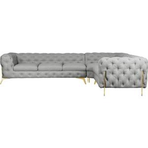 Leonique Ecksofa Amaury, großes Ecksofa, Kopfheftung, Breite 323 cm, Fußfarbe wählbar